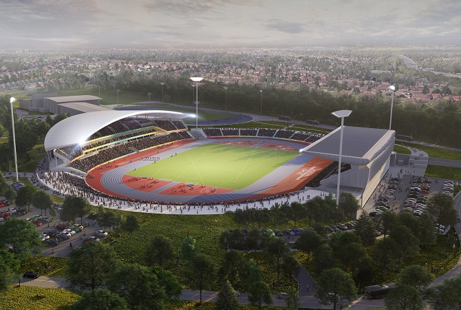 Artist impression of Alexander Stadium