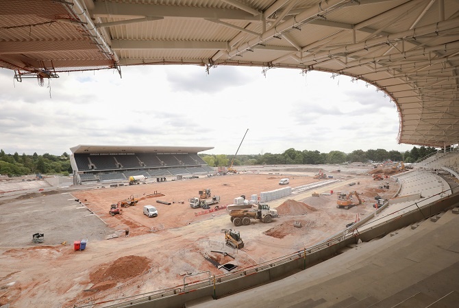 Construction work taking place at the Alexander Stadium