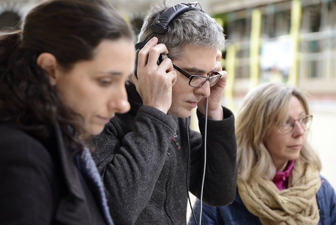 Three members of Notnow Collective perform at Moseley Road Baths