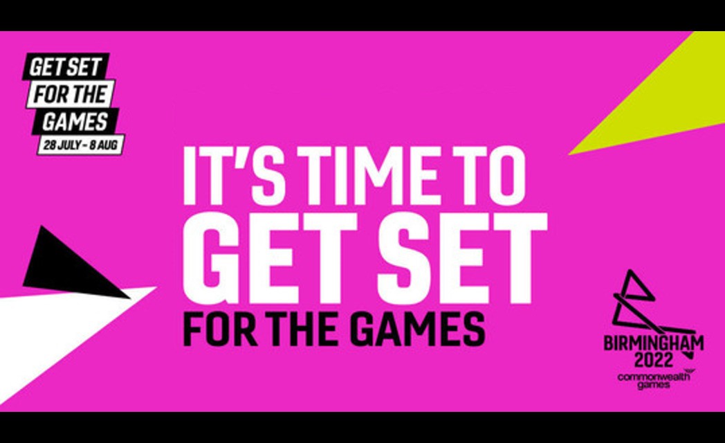 ‘Get Set for the Games’ poster with neon pink background
