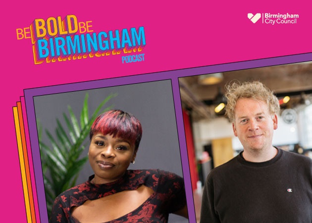 L-R Host Melzy J and co-host Ben Kane record an exclusive episode of the Be Bold, Be Birmingham podcast