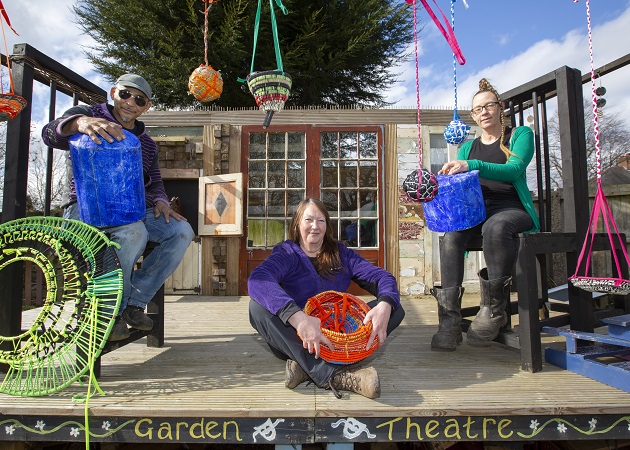 Creative City Grant recipients GLUE Collective will create a sensory pop-up installation at Allens Cross Community Garden as part of the Birmingham 2022 Festival (Left to right: Jimoh Folarin, Jackie Green, and Faith Pearson)