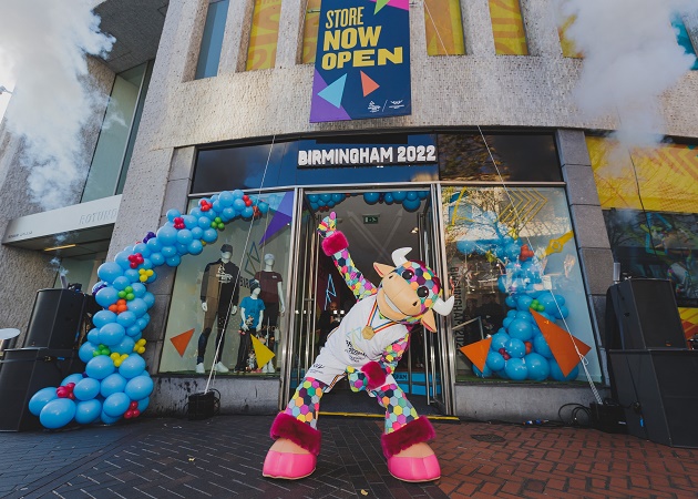 Picture: Perry, the Birmingham 2022 mascot, stands outside the Official Retail Store on New Street, Birmingham